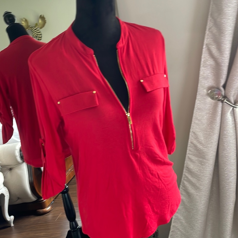 Beautiful red top with gold zipper